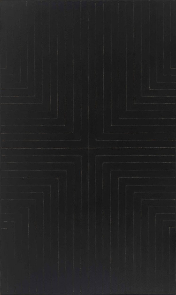 Frank Stella, Die Fahne Hoch! (1959), enamel on canvas, 121-5/8 x 72-13/16 inches, Whitney Museum of American Art © 2015 Frank Stella/Artists Rights Society, New York.