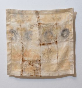 Brece Honeycutt, Bewildered (2016), eco-dyed textile, flax, and silk/cotton thread, 21-1/4 by 22 inches