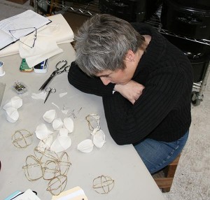 Artist Lorrie Fredette in her studio