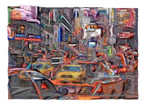 Michael Thielen, Streets of New York (2016), three photos blended digitally, 8 by 11 inches.