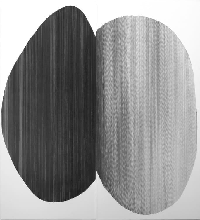 tandem 02 (2016), graphite on mat board, 46 by 50 inches