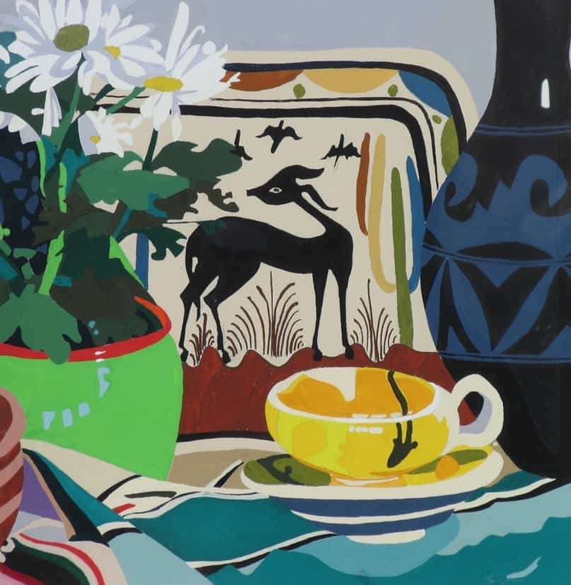 Still Life Deer & Yellow Cup (2006), gouache on watercolor paper, 16 by 16 inches