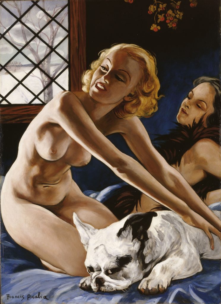 Femmes au bull-dog (Women with Bulldog). c. 1941. Oil on board, 41 3/4 x 29 15/16 inches