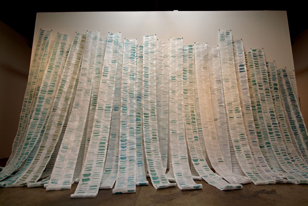 The Difference a Day Makes (2005), installation, 130 scrolls, watercolor on Washi paper