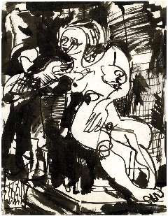 Hans Hofmann, Untitled (1935), India ink on paper, 11 by 8.5 inches. 