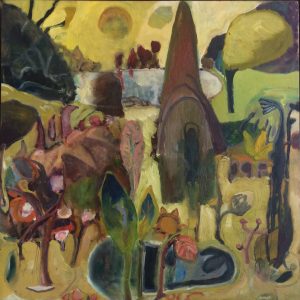 My Back Yard (1991), oil on panel, 12 by 12 inches