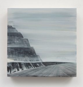 Lanny DeVuono, Small Terraforming #8 (2017), graphite, gesso, wax, and gouache, 12 by 60 by 3 inches