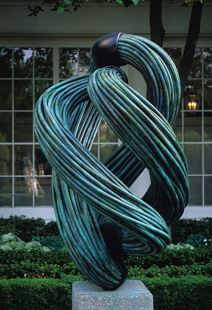 Vertical Void (1994), copper and steel, 68 by 47 by 52 inches (installed in the Jacqueline Kennedy Onassis garden at the White House, Collection: Orlando Museum of Art, Orlando, FL)