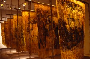 "Conversations with the Land" (1997), photo emulsion on animal collagen, polyurethane, twine, wood