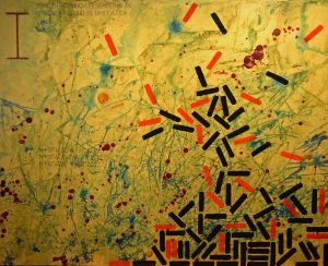 Sensing Cross Timbers #15 (2011), gold gesso, dust, acrylic and ink on canvas, 48 by 60 inches