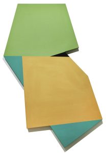 Upwind (2017), Flashe on shaped canvas), 57.75 by 39 by 2 inches