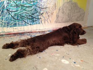 “Really, don’t you think you should give up abstraction and focus on canine odalisques?” asks Alyse Rosner’s Eddy.
