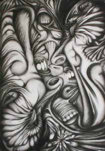 Bite (2017), charcoal on paper, 36 by 50 inches