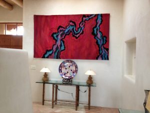An early tapestry installed in a private home: Energy (1986, cotton warp hand-dyed wool, 5 by 8.5 feet