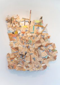 Helen O'Leary, Home is a Foreign Country #18 (2018), polymer, pigment, and constructed wood, 73 by 63 by 15 inches